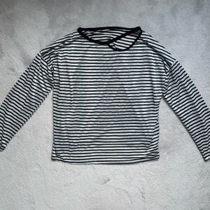 SHEIN DAZY stripe black and white long sleeve top with cut out